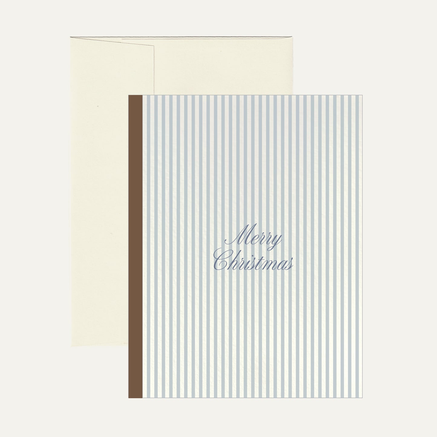 Holiday Greeting Card - Candy Stripe Blue/Brown