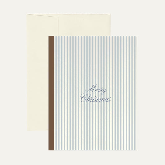 Holiday Greeting Card - Candy Stripe Blue/Brown