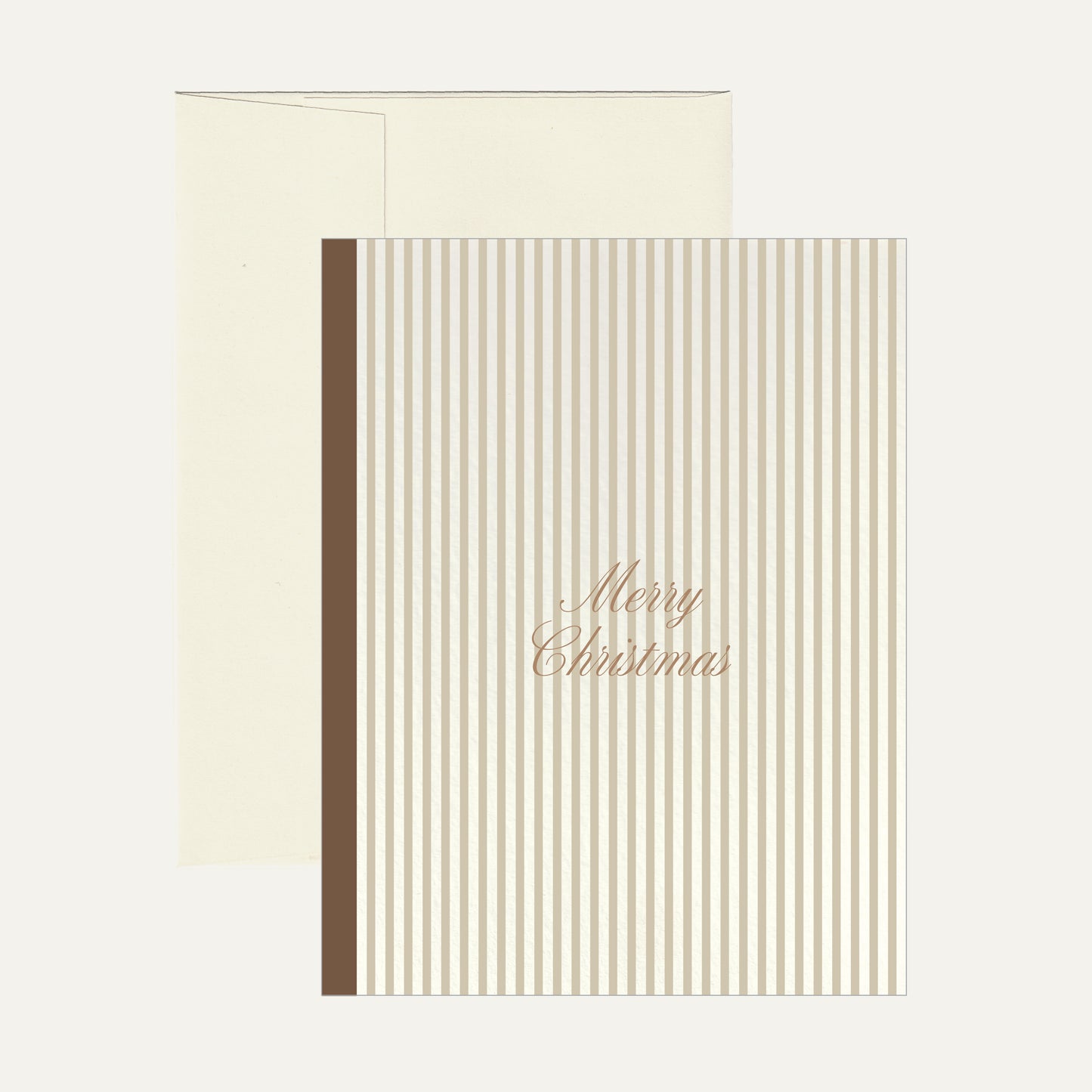 Holiday Greeting Card - Candy Stripe Tan/Brown