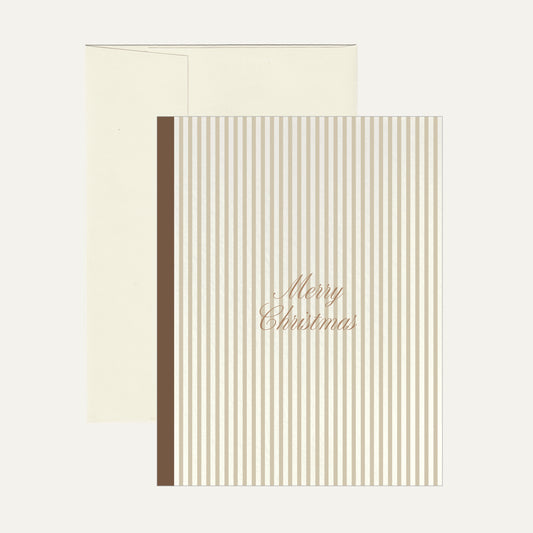 Holiday Greeting Card - Candy Stripe Tan/Brown