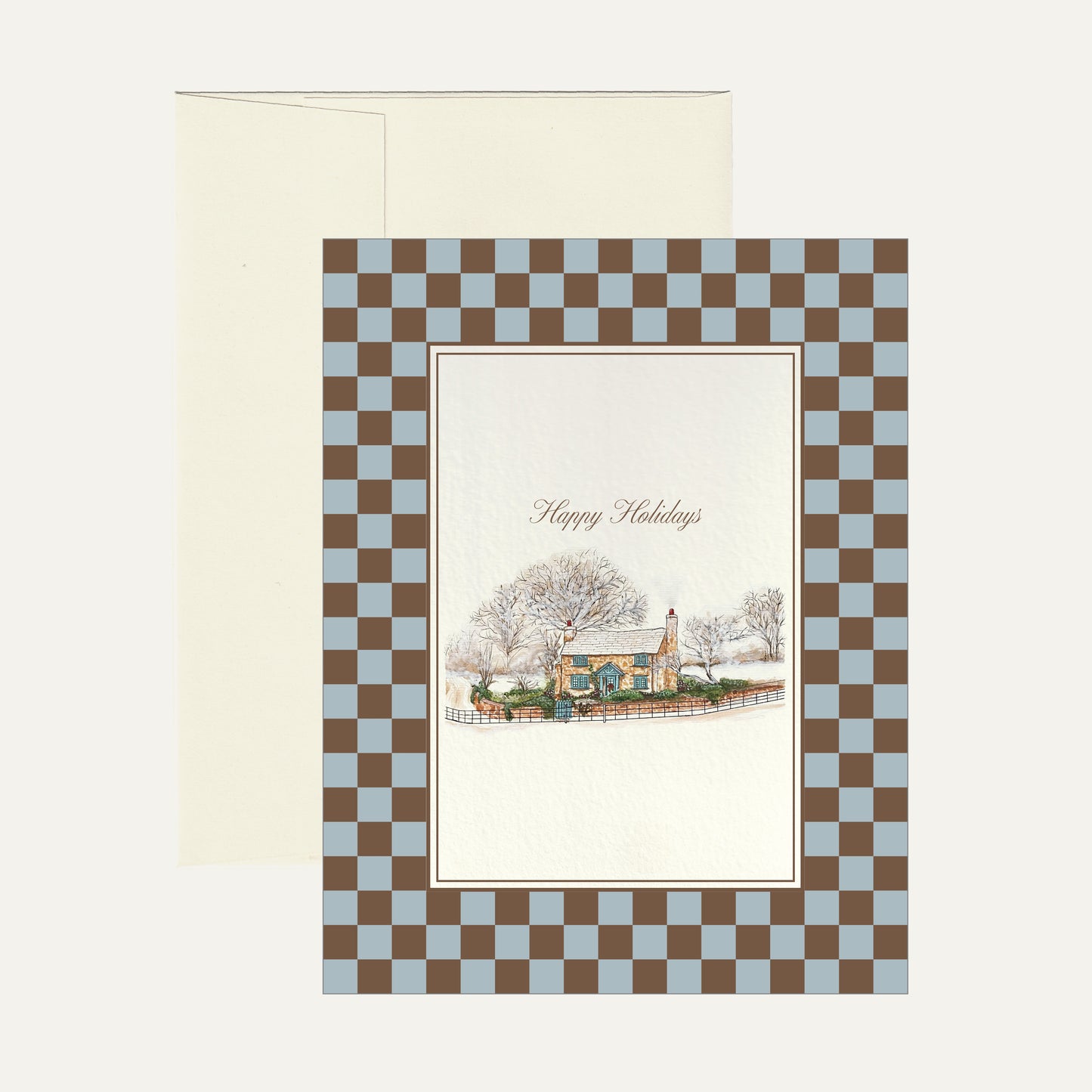 Holiday Greeting Card - Checkerboard/Cabin