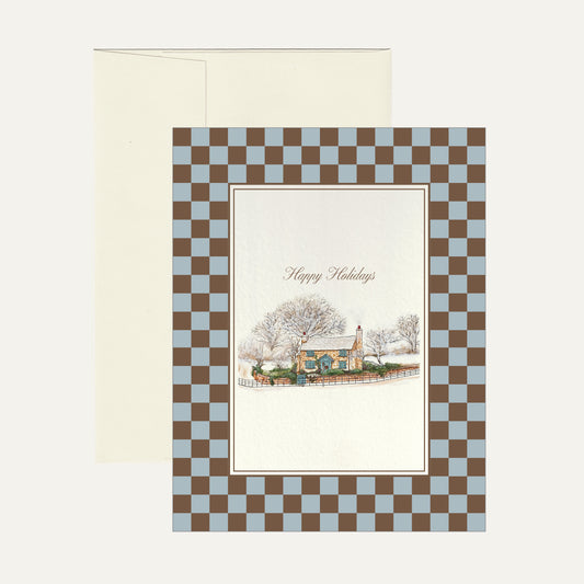Holiday Greeting Card - Checkerboard/Cabin