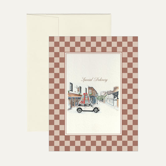 Holiday Greeting Card - Checkerboard/Special Delivery