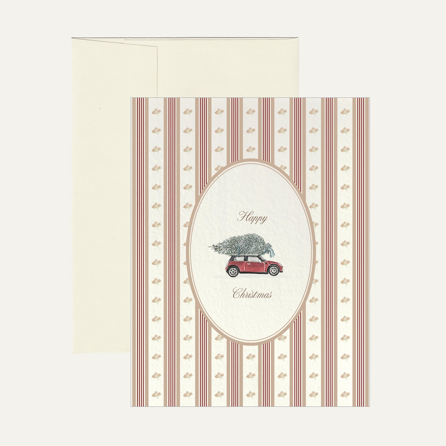 Holiday Greeting Card - Floral Print/Christmas Tree Mini